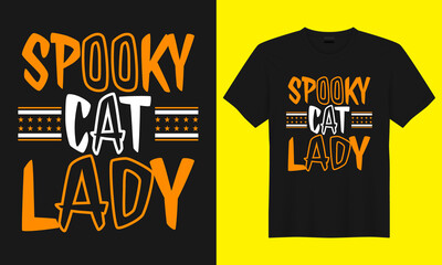 Spooky cat lady halloween typography t-shirt design.