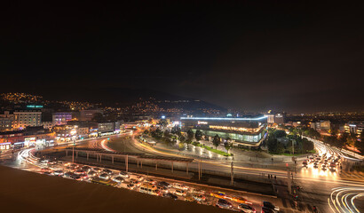 Fototapeta na wymiar 10/26/2020,Bursa,Turkey,Night view from Bursa city square