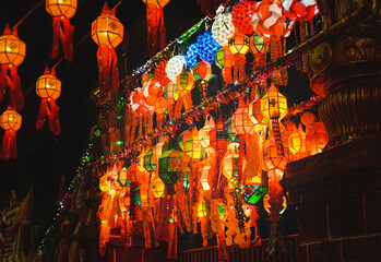 Colorful Loy krathong festival street lanterns.