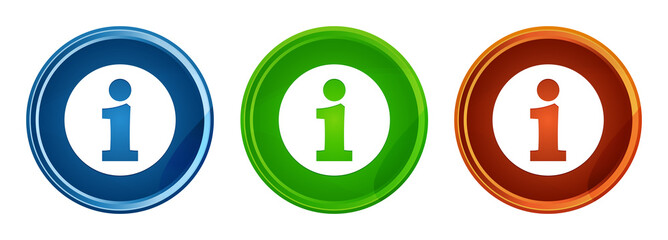 Info icon stylish round button set glass design