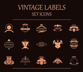 vintage labels elements icons collection vector design