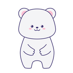 Kawaii polar bear. Flat design for poster or t-shirt. Vector illustration