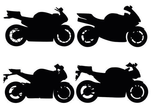Motorcycles in a set. Vector image.