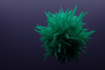 Hair covered ball abstract illustration copy space, 3D rendering