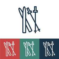 Linear vector icon with ski