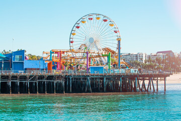 View of the park from Santa Monica pier. California - obrazy, fototapety, plakaty
