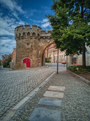 Merseburg, Germany-September 05,2019. View of the historic Merseburg Cathedral and castle taken from the forecourt, Saxony Anhalt Germany © 2199_de