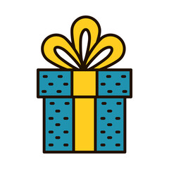 present gift box icon, line and fill style