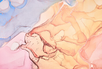 Fluid Art . Modern аbstract colorful background, wallpaper. Mixing acrylic paints. Marble texture. Alcohol ink colors translucent
