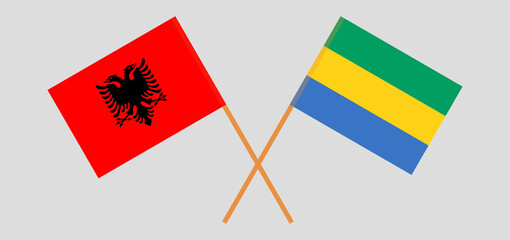 Crossed flags of Gabon and Albania
