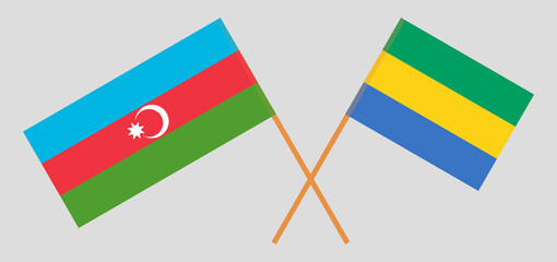 Crossed flags of Gabon and Azerbaijan