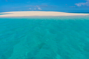 Zanzibar. Empty beach at Snow-white sand bank of Nakupenda Island. Appearing just a few hours in a day