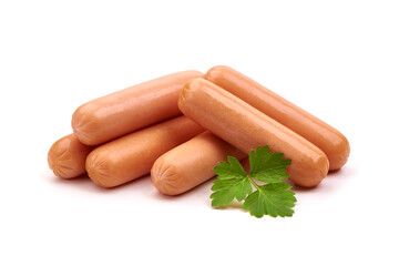 Boiled sausages, isolated on white background