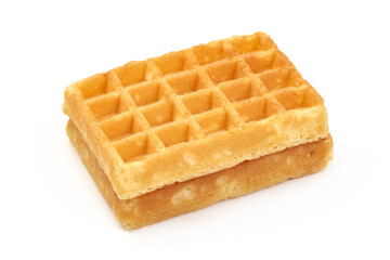 Belgian waffles, isolated on white background