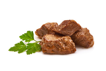 Beef stew, traditional homemade goulash, Hungarian bograch, isolated on white background