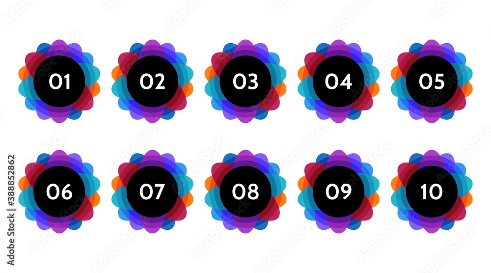 Aufkleber Bullet points data, info markers. icon arrow set. Number Flags 1 to 12 Flat design isolated vector. infographic illustration.
