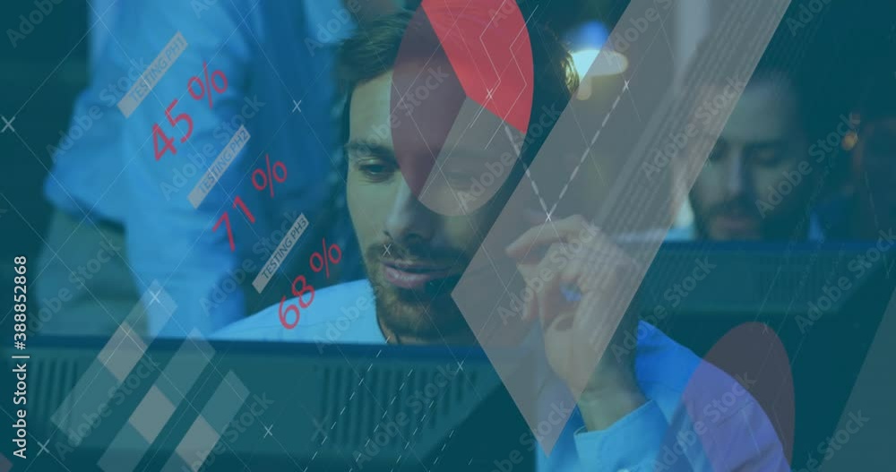 Poster data processing, graphs rolling over group of call centre workers