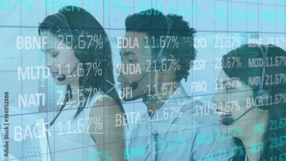 Poster animation of data processing on grid over group of call centre workers