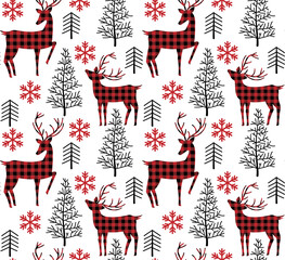 Christmas and New Year pattern at Buffalo Plaid. Festive background for design and print