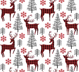 Wallpaper murals Christmas motifs Christmas and New Year pattern at Buffalo Plaid. Festive background for design and print