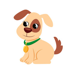 Cute cartoon little dog. Vector illustration isolated on white background
