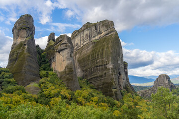 The Meteora a stunning rock formation in central Greece hosting one of the largest and most precipitously built complexes of Eastern Orthodox monasteries, Kalabaka, Plain of Thessaly
