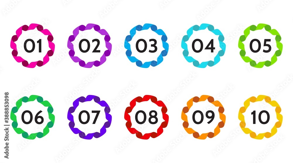 Poster Bullet points data, info markers. icon arrow set. Number Flags 1 to 12 Flat design isolated vector. infographic illustration.