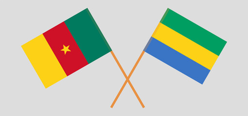 Crossed flags of Gabon and Cameroon