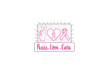 Peace Love Cure, October-Breast Cancer Awareness Month svg, svg, Breast Cancer Awareness Month
