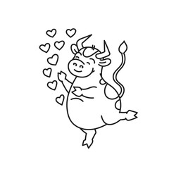 White lover bull - chinese new year symbol or logo for kids stickers