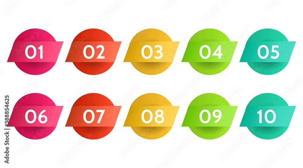 Poster Bullet points data, info markers. icon arrow set. Number Flags 1 to 12 Flat design isolated vector. infographic illustration.