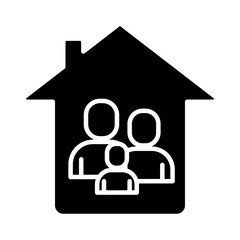 house facade with Stay at home silhouette style