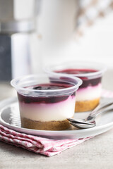 Sweet desssert. Cheesecake cup.