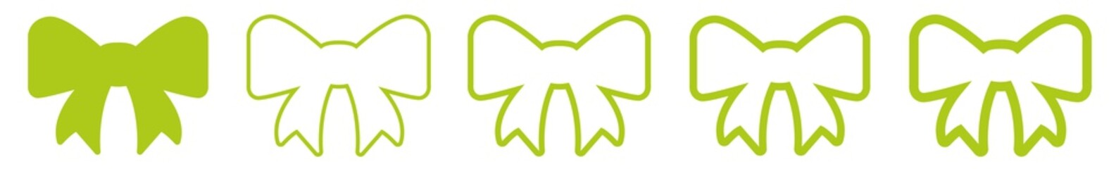 Bow Ribbon Icon Green | Wedding Ribbons Illustration | Birthday Gift Symbol | Christmas Bows Logo | Valentine's Day Sign | Isolated | Variations