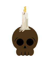 halloween head skull with candle
