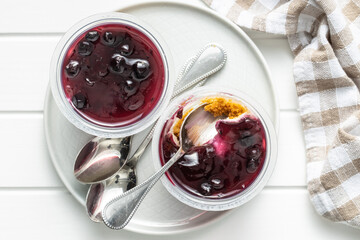 Sweet desssert. Cheesecake cup.