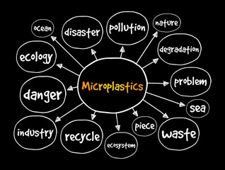 Microplastics mind map, concept for presentations and reports