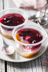 Sweet desssert. Cheesecake cup.
