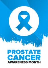 Prostate Cancer Awareness Month in September. Movember in November. Men's Health. Medical health care and awareness design. oster, card, banner and background. Vector illustration