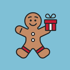 Gingerbread Man Vector Illustration Icon 
