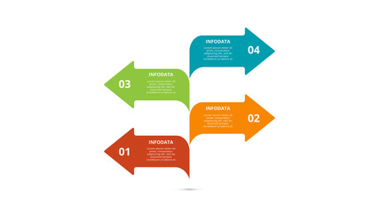 Abstract arrows of graph, diagram with 4 steps, options, parts or processes. Vector business template for presentation