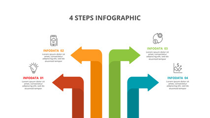 Abstract arrows of graph, diagram with 4 steps, options, parts or processes. Vector business template for presentation