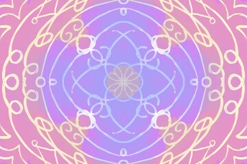 Abstract Symmetrical kaleidoscope pattern design unqiue line electric neon hippie retro modern background