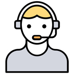 
Human avatar with creative headset having gears design, to describe customer care and customer management at the same time 

