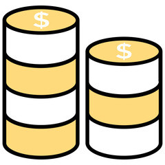 
Two stacks of coins placed side by side to derive icon for coins 
