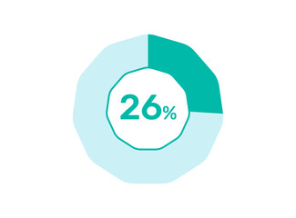26% Percentage, Circle Pie Chart showing 26% Percentage diagram infographic for  UI, web Design