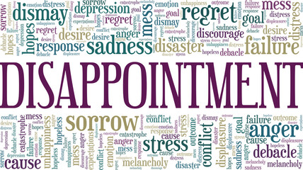 Disappointment vector illustration word cloud isolated on a white background.