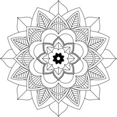 Easy Mandala coloring book simple and basic for beginners, seniors and children. Set of Mehndi flower pattern for Henna drawing and tattoo. Decoration in ethnic oriental, Indian style.