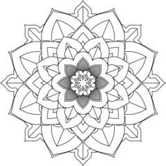 Easy Mandala coloring book simple and basic for beginners, seniors and children. Set of Mehndi flower pattern for Henna drawing and tattoo. Decoration in ethnic oriental, Indian style.