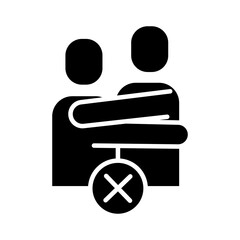 persons huging avoid contact silhouette style icon